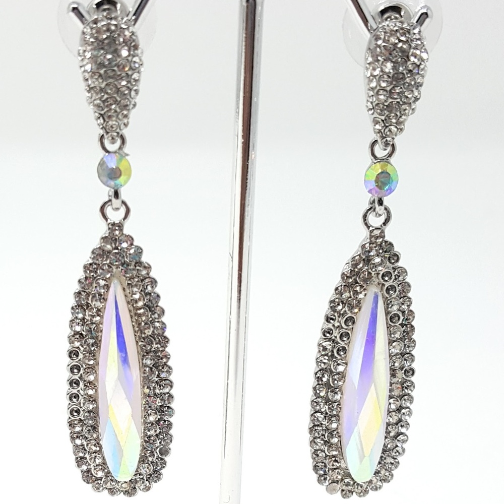 Trendy Rhinestone Dangle Drop Earrings Pearly